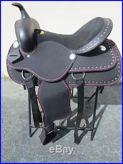 15 16 Synthetic Pink Silver Show Barrel Racing Pleasure Western Horse Saddle New