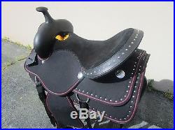 15 16 Synthetic Pink Silver Show Barrel Racing Pleasure Western Horse Saddle New