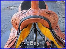 15 16 Used Barrel Racing Show Pleasure Trail Tooled Leather Western Horse Saddle