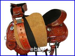 15 16 Western Leather Suede Padded Floral Tooled Horse Saddle Barrel Trail