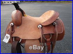 15 16 Western Roping Pleasure Ranch Basket Weave Tooled Leather Horse Saddle