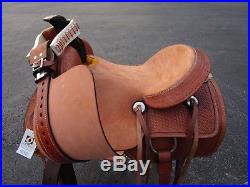15 16 Western Roping Pleasure Ranch Basket Weave Tooled Leather Horse Saddle