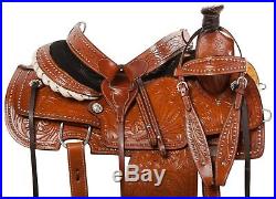 15 16 Western Tooled Horse Roping Ranch Leather Pleasure Trail Saddle Tack