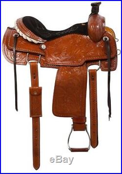 15 16 Western Tooled Horse Roping Ranch Leather Pleasure Trail Saddle Tack