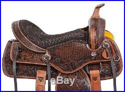 15 17 18 Western Antique Arabian Saddle Leather Tooled Pleasure Trail Horse Tack