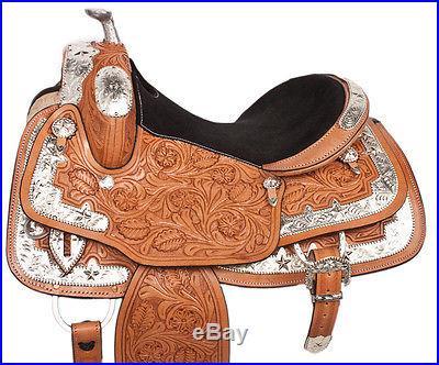 15 17 ROYAL SHOW PARADE WESTERN HORSE LEATHER SADDLE LOTS UNIQUE SILVER
