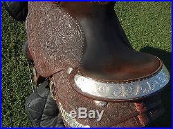 15 1/2 Billy Royal Dark Oil Tooled Acorn Western Show Saddle