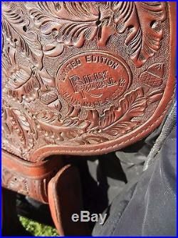 15 1/2 Billy Royal Dark Oil Tooled Acorn Western Show Saddle