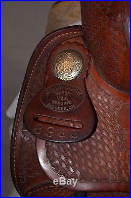 15.5 BILLY COOK Roping Roper Saddle handmade Sulpher OK All Around Model 8944