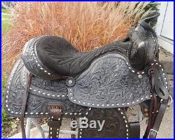 15 AMERICAN SADDLERY Black Buckstitch Western Horse Saddle w Breast Collar