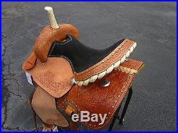 15 Barrel Racing Trail Pleasure Show Silver Studded Leather Western Horse Saddle