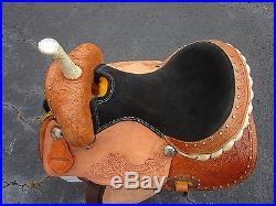 15 Barrel Racing Trail Pleasure Show Silver Studded Leather Western Horse Saddle
