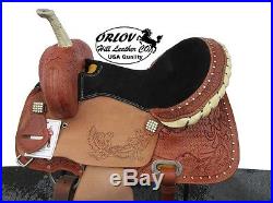 15 BLACK SUEDE BARREL RACER ROUGHOUT LEATHER PLEASURE TRAIL SHOW WESTERN SADDLE