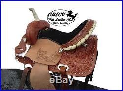 15 BLACK SUEDE BARREL RACER ROUGHOUT LEATHER PLEASURE TRAIL SHOW WESTERN SADDLE
