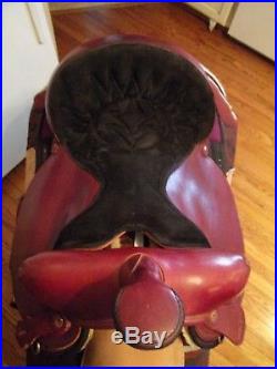 15'' Big Horn #132 Leather & Cordura burgundy western barrel /trail saddle QHB