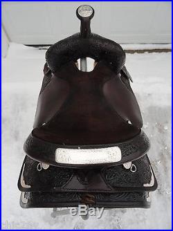 15 CIRCLE Y Dark Oil Western EQUITATION Show Horse Saddle w Silver Exc Cond
