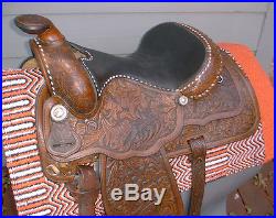 15 CIRCLE Y Fully Tooled Buckstitched with Silver Show Pleasure Equitation Saddle