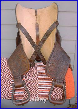 15 CIRCLE Y Fully Tooled Buckstitched with Silver Show Pleasure Equitation Saddle