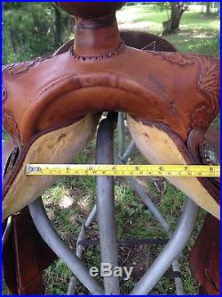 15 Circle Y Barrel Saddle Western Brown Leather FQHB Roughout Round Skirt