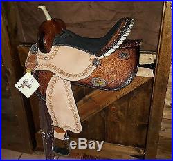 15 Double T Barrel Racing Saddle Conchos Full Qh Bars Med Oil + Lead 6556