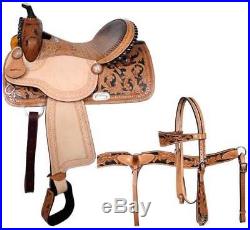 15 Double T Barrel Saddle With Alligator Print Seat and Matching Bridle Set