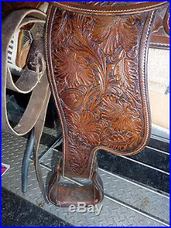 15 HEREFORD Tex Tan Western Pleasure Saddle/ FILIGREE SILVER