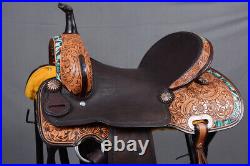 15 In Hilason Western Horse Leather Barrel Racing Trail Saddle Brown