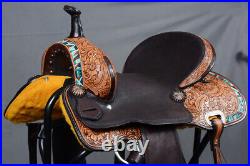 15 In Hilason Western Horse Leather Barrel Racing Trail Saddle Brown