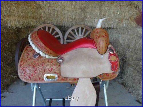 15 Inch Red Madcow Saddle Brand New