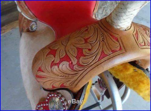 15 Inch Red Madcow Saddle Brand New