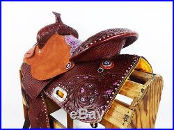 15 Purple Gator Rough Out Horse Western Leather Barrel Racing Show Saddle Tack