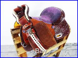 15 Purple Gator Rough Out Horse Western Leather Barrel Racing Show Saddle Tack