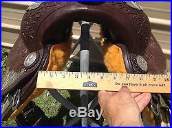 15 Royal King Western show saddle tooled dark oil leather withsilver