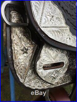 15 Seven Oaks western show saddle withsilver, tooled dark oil leather