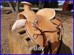 15 TOOLED RAWHIDE WADE RANCH LEATHER COWBOY WESTERN HORSE ROPING ROPER SADDLE