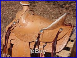 15 TOOLED RAWHIDE WADE RANCH LEATHER COWBOY WESTERN HORSE ROPING ROPER SADDLE