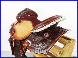 15 Tooled Rough Out Leather Western Cowboy Barrel Racer Trail Horse Saddle Tack