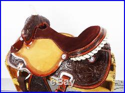 15 Tooled Rough Out Leather Western Cowboy Barrel Racer Trail Horse Saddle Tack