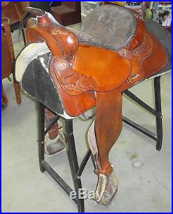 15 Used Western Hereford Tex Tan Trail Saddle #2 501
