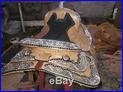 15'' new western saddle fully show saddle with silver corner canchos