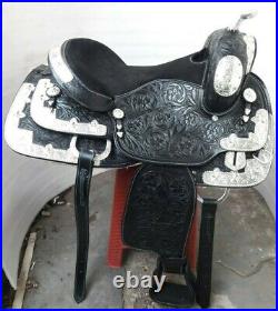 15'' western saddle fully show saddle with silver corner canchos & saddlepad