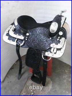 15'' western saddle fully show saddle with silver corner canchos & saddlepad