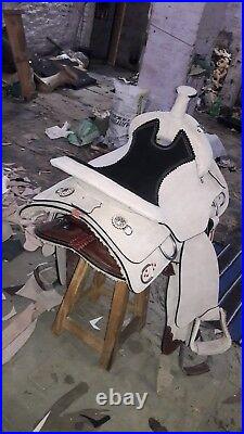 15'' western saddlle fully rough out leather training saddle