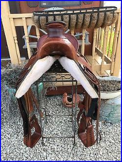 16Courts Ranch Roping Saddle Tooled- Smooth Seat- Nice