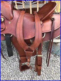 16Courts Ranch Roping Saddle Tooled- Smooth Seat- Nice