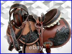 16 15 Pro Western Barrel Racing Saddle Pleasure Horse Floral Tooled Leather Tack