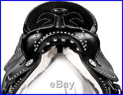 16 17 18 Arabian Horse Show Western Equitation Silver Black Leather Saddle Tack
