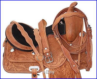 16 17 18 WESTERN RANCH WORK COWBOY PLEASURE TRAIL SADDLE HORSE LEATHER TACK