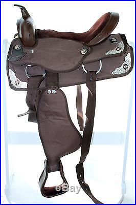 16 17 18 Western Synthetic Cordura Pleasure Trail Horse Saddle Brown Show Tack