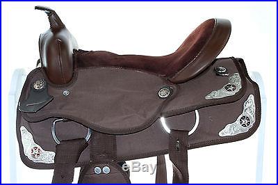 16 17 18 Western Synthetic Cordura Pleasure Trail Horse Saddle Brown Show Tack